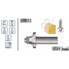 Freza profilata pentru lemn tip FD 8 mm R9.52 mm R..